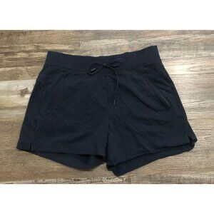 Athleta Midtown Shorts Womens Small Navy Drawstring Cuffed Hem Performance Casua